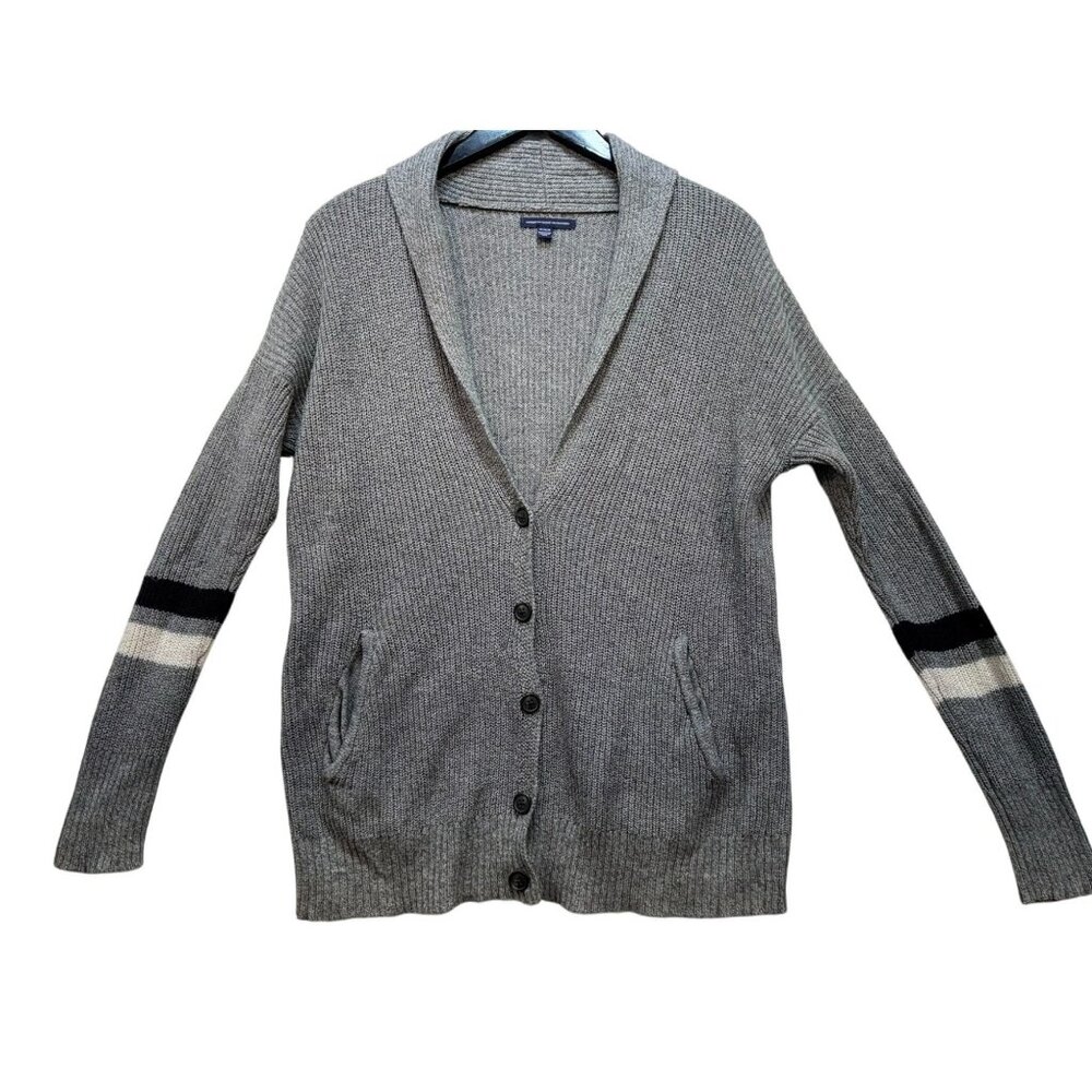 American Eagle Outfitters Mens Cardigan Sweater M/M Gray Cotton Wool Blend Knitw